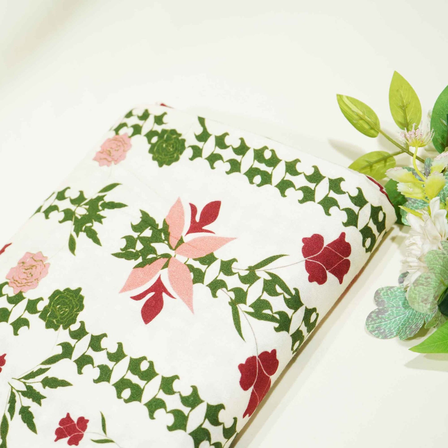 Cream Floral Printed Visocse FABRIC TU 4534