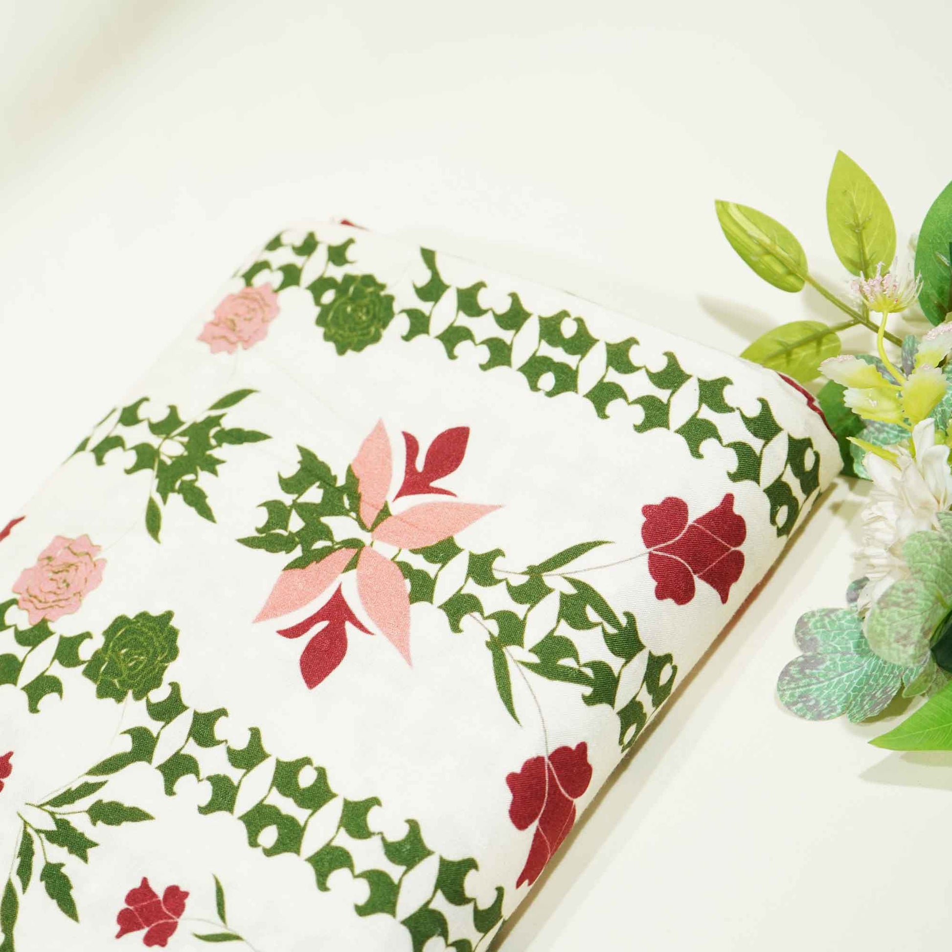 Cream Floral Printed Visocse FABRIC TU 4534