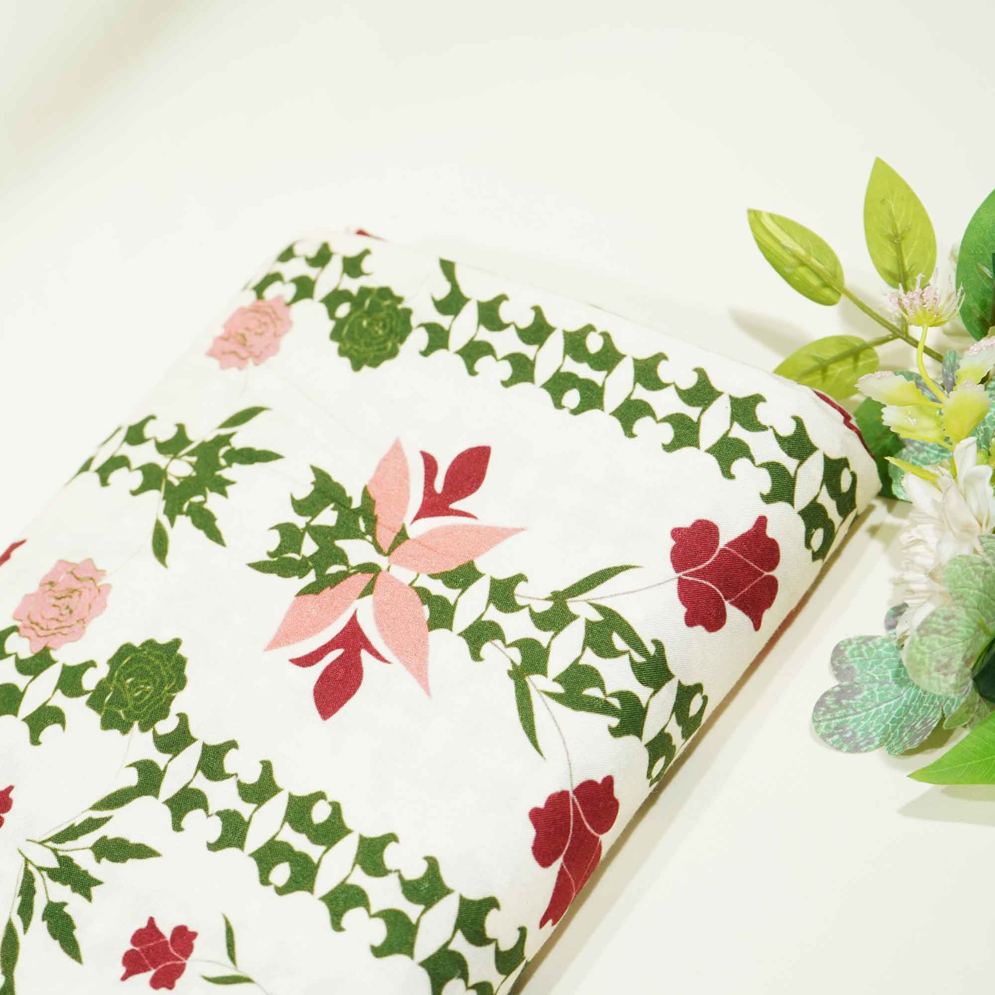 Cream Floral Printed Visocse FABRIC TU 4534