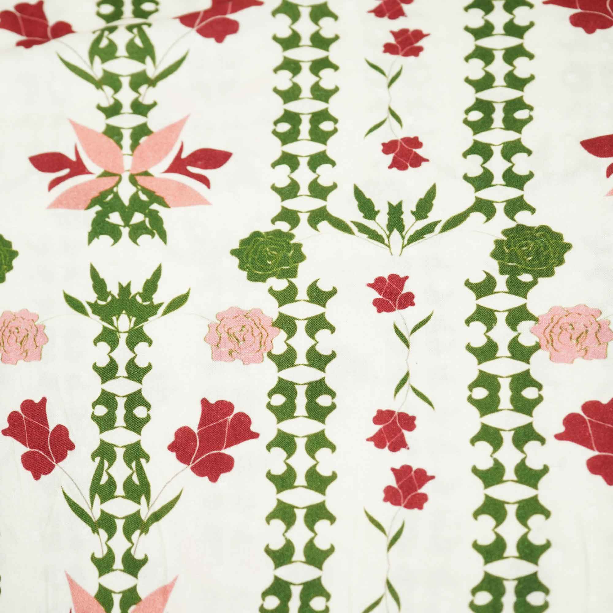 Cream Floral Printed Visocse FABRIC TU 4534