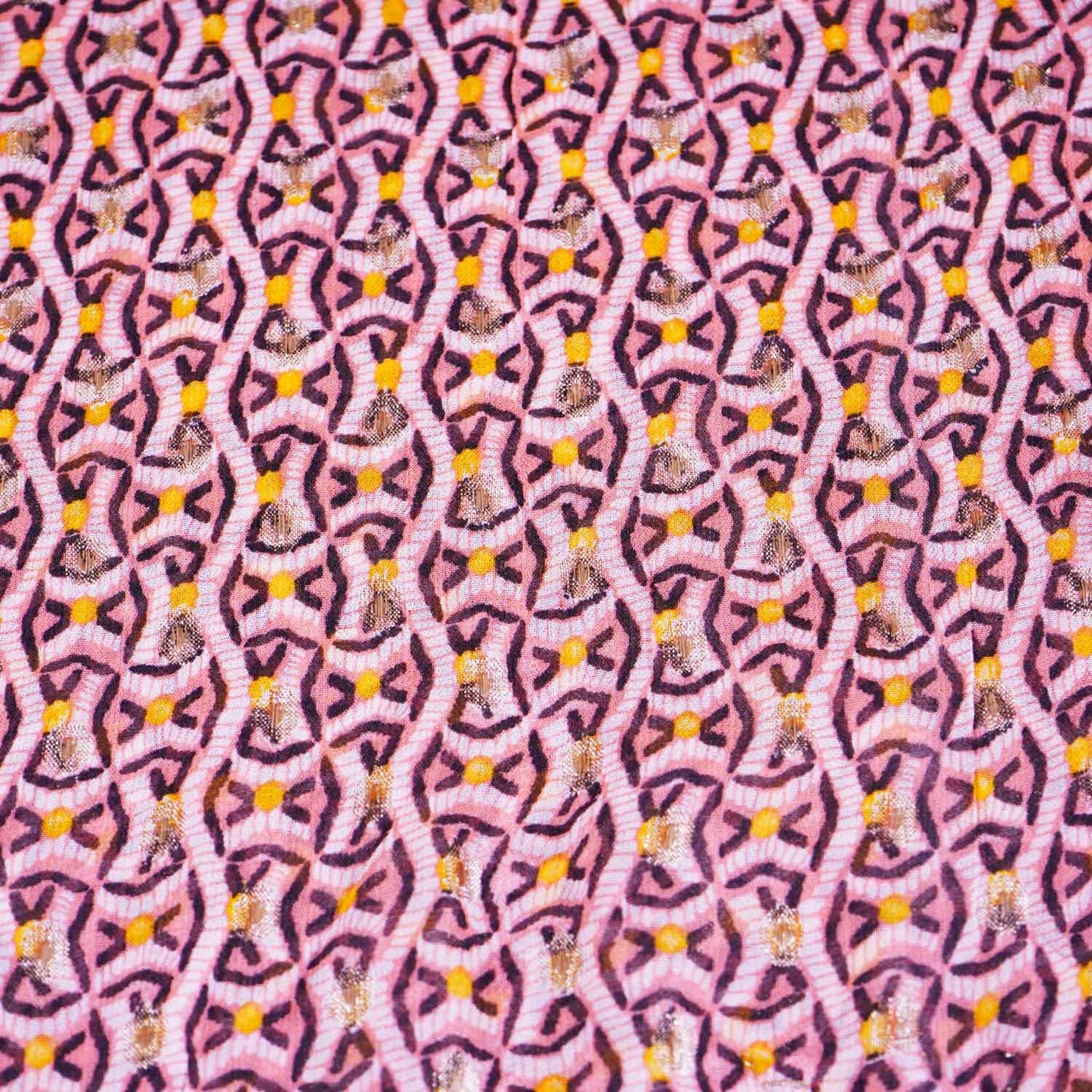 Pink & Black Abstract Print Viscose Rayon fabric TU-4566