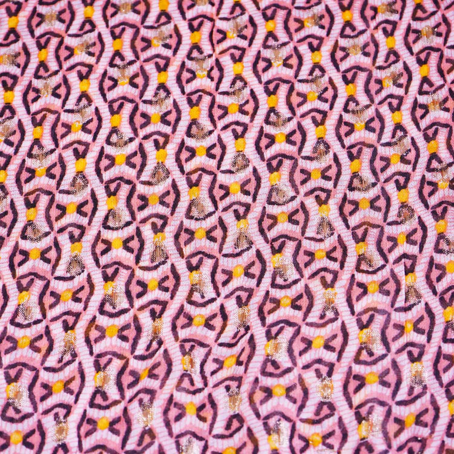 Pink & Black Abstract Print Viscose Rayon fabric TU-4566 - TradeUNO