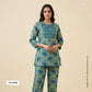 Blue Floral Foil Print With Embroidery Suit Set With Dupatta PB-23748