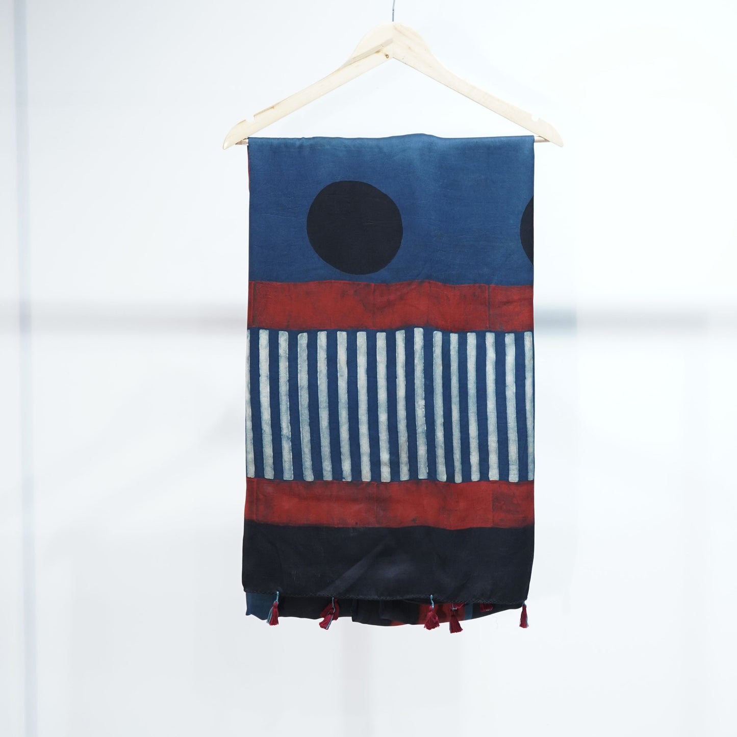 Blue with Red Polka Dot print Modal Silk Kaftan EEG-31632