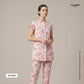 Light Pink floral print 40s Pure Linen Fabric VF-31347