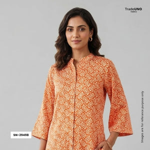 Orange Bagru Print Modal Satin SN-29498 - TradeUNO