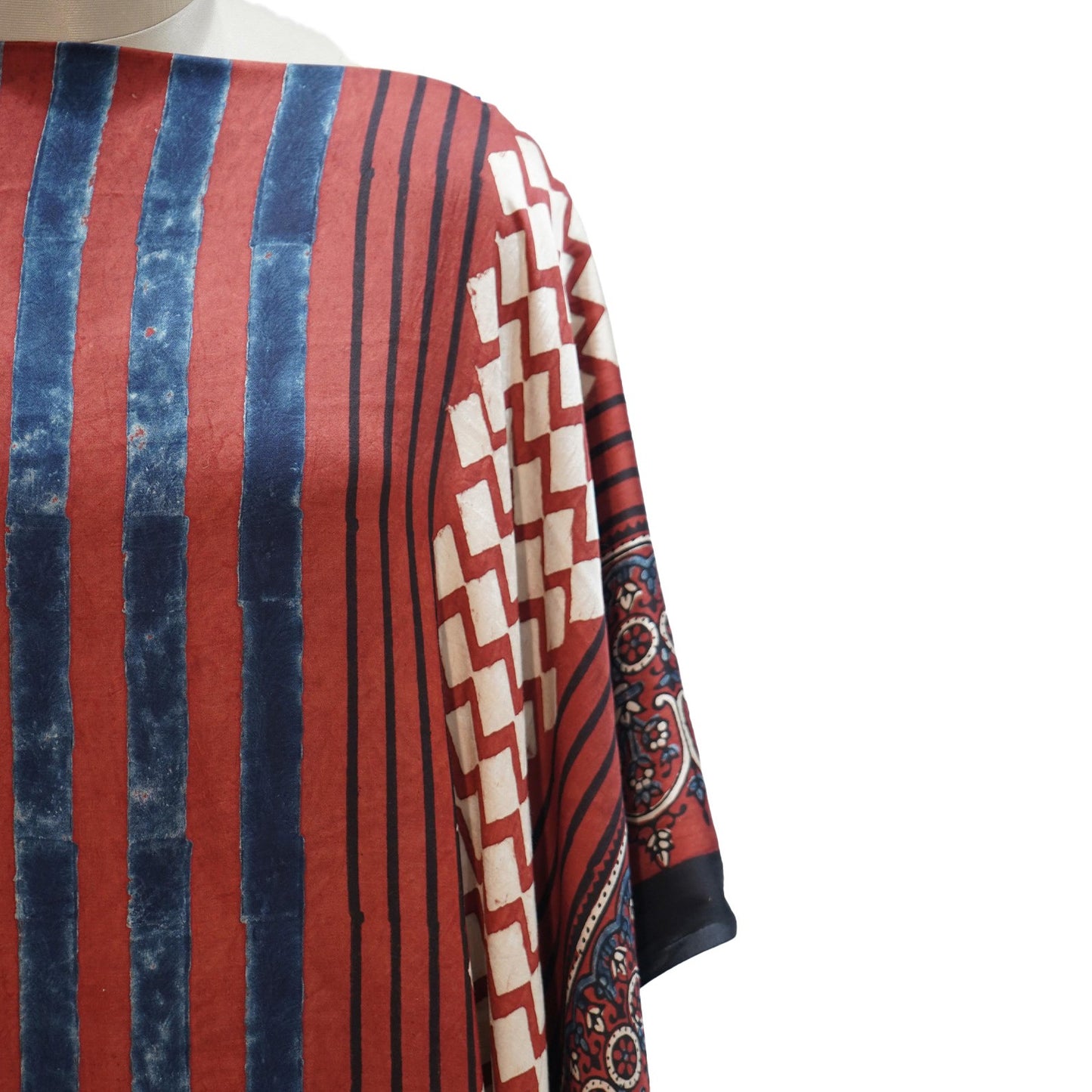 Red Ajrakh print Modal Silk Kaftan EEG-31616