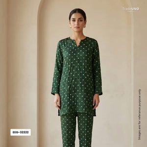 Green Bandhani Print Modal Satin Fabric EEG-32222 - TradeUNO