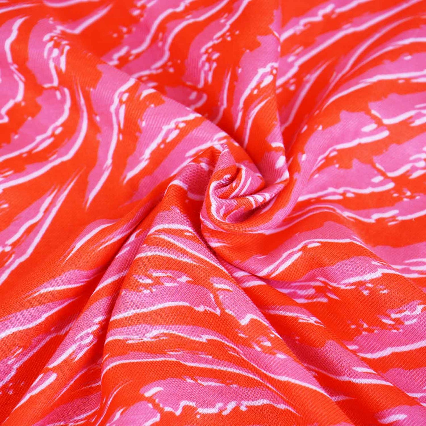Orange Abstract Print Rayon fabric Tu-5148