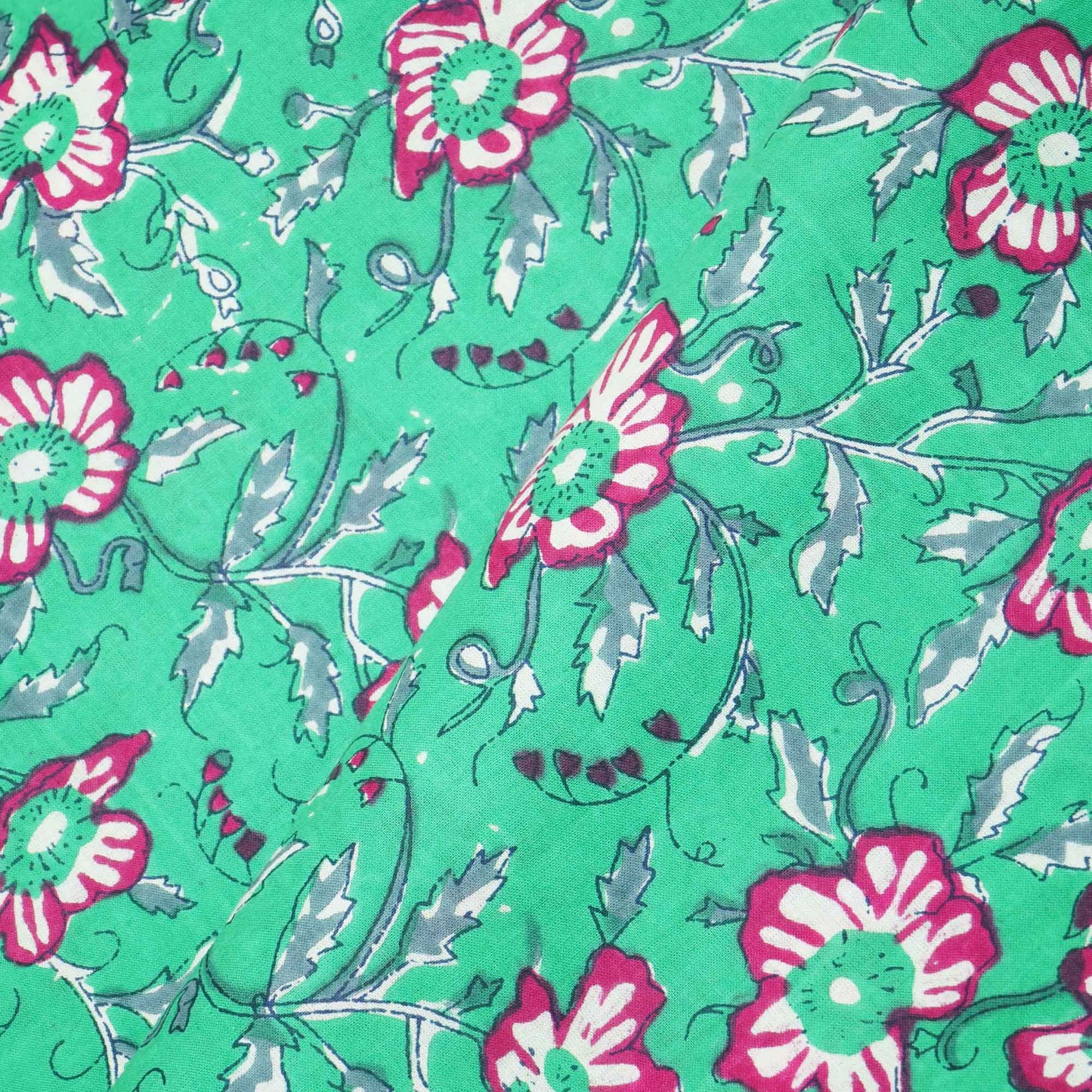 Green Floral Print Cotton Fabric Cotton TU-5264