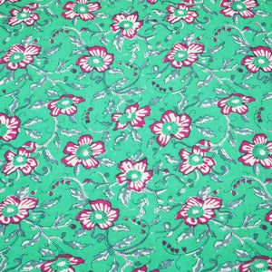 Green Floral Print Cotton Fabric Cotton TU-5264