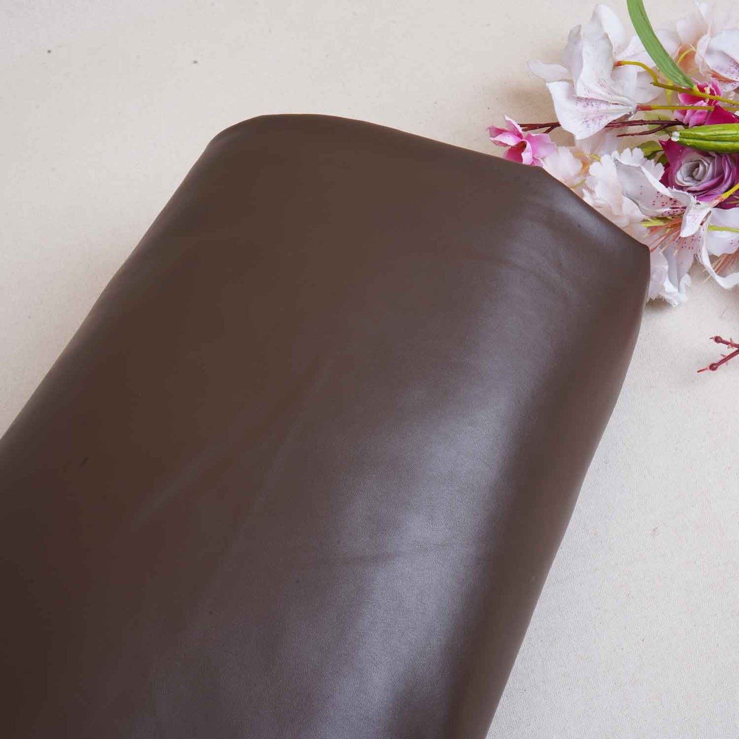 Brown Solid Leather Fur Fabric PDM-28531