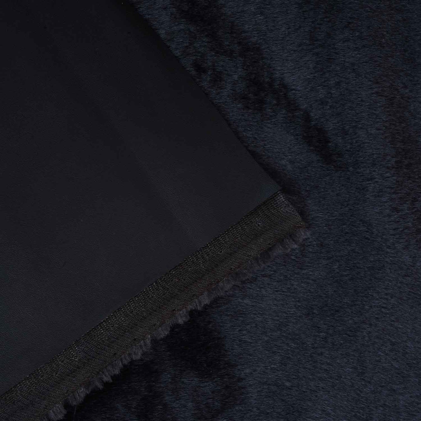 Black Solid Leather Fur Fabric PDM-28533