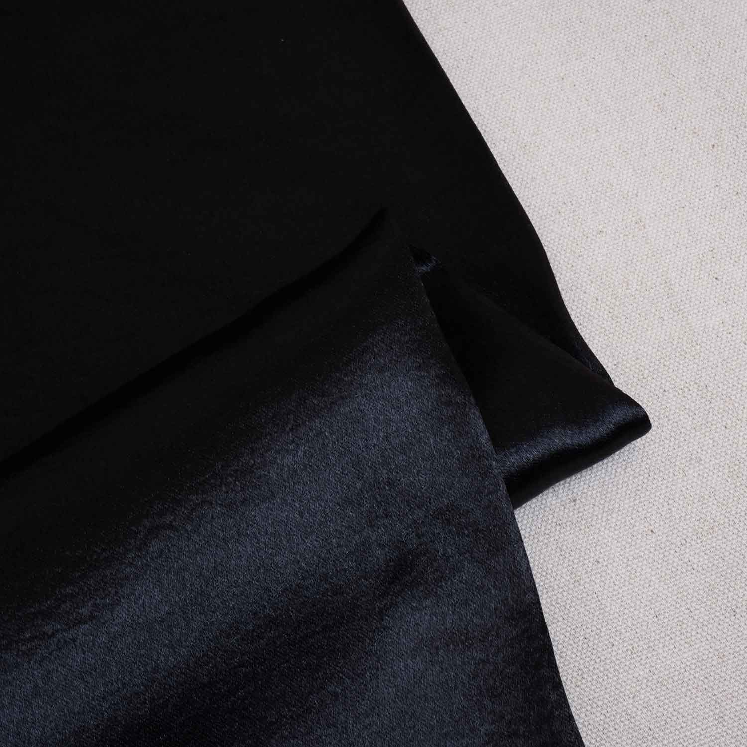 Black Solid Soft Satin Fabric PDM-28540 - TradeUNO