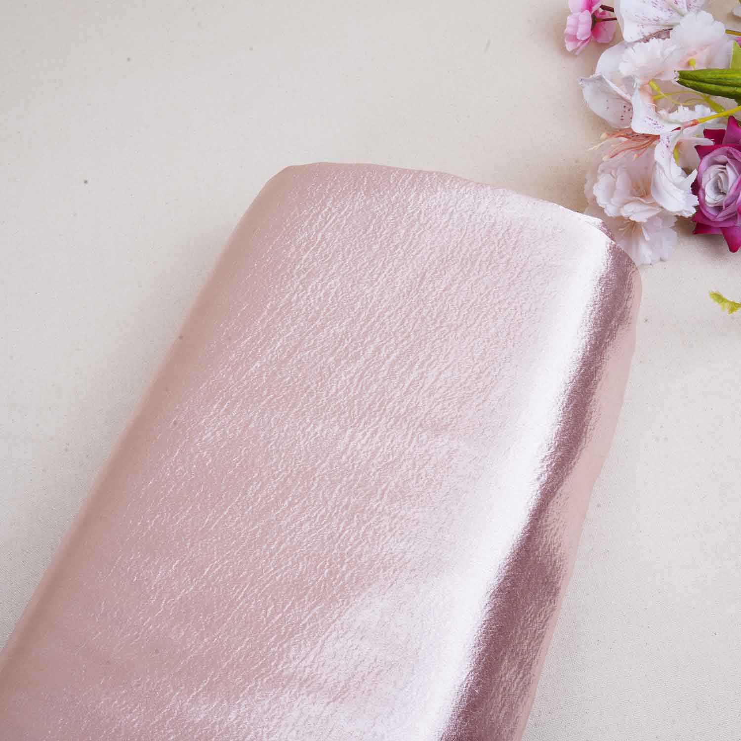 Peach Solid Soft Satin Fabric PDM-28541 - TradeUNO