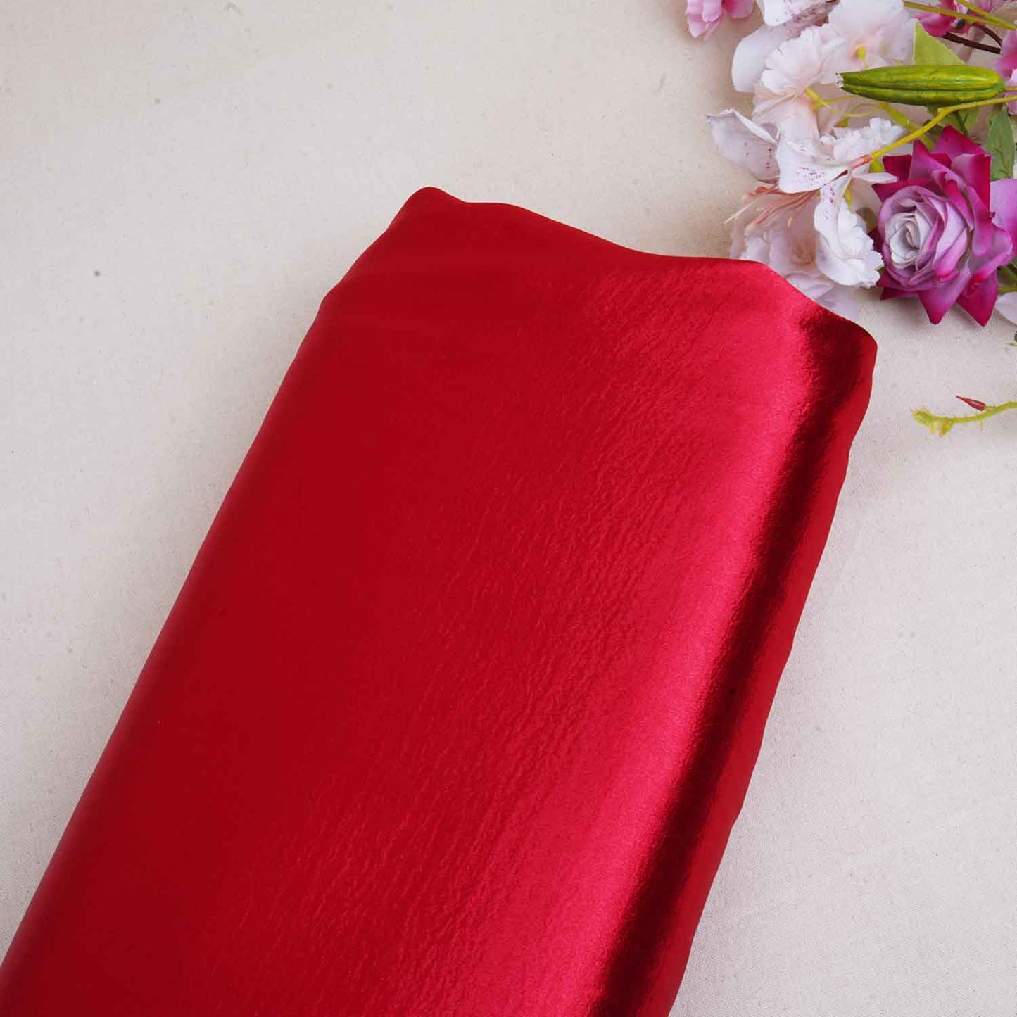 Red Solid Soft Satin Fabric PDM-28543