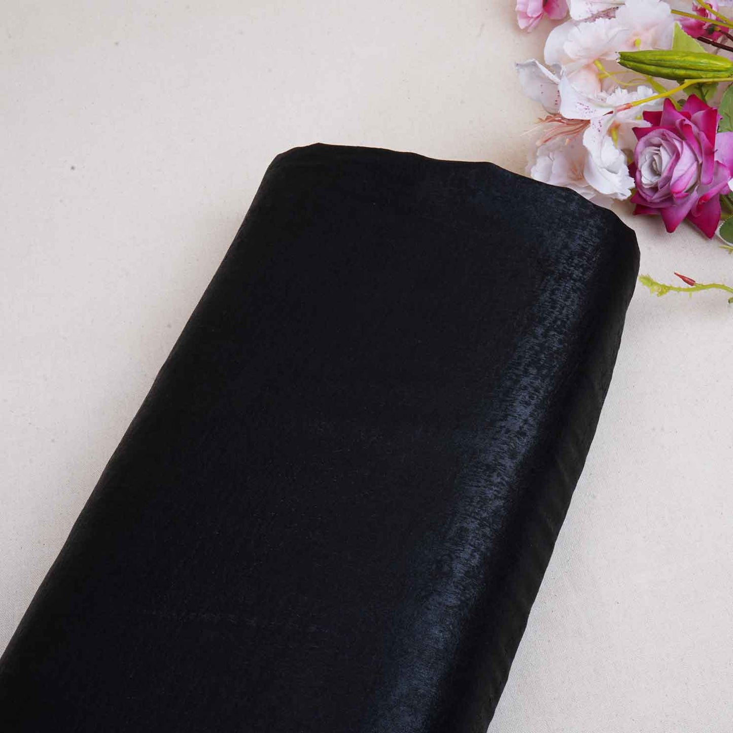Black Solid Sandwash Satin Fabric PDM-28547