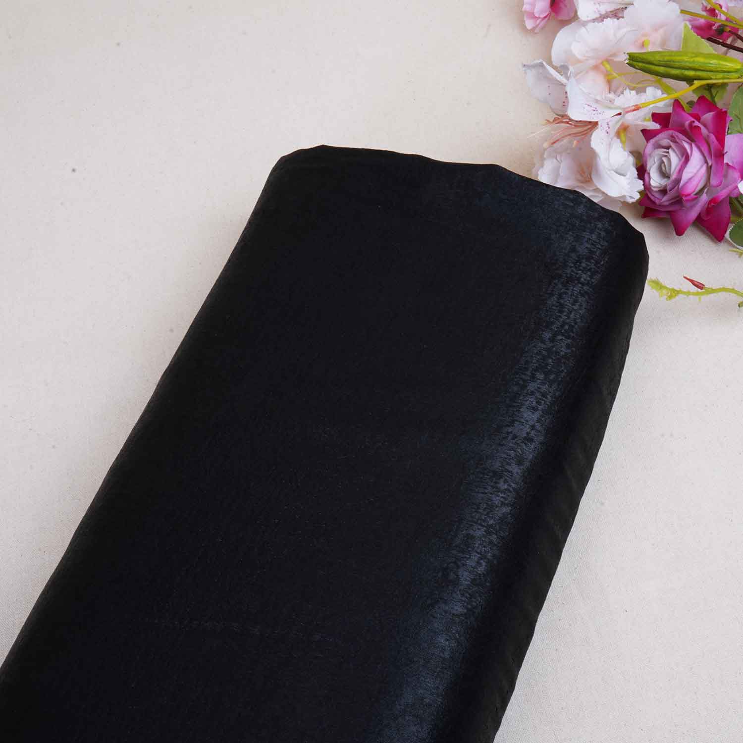 Black Solid Sandwash Satin Fabric PDM-28547 - TradeUNO