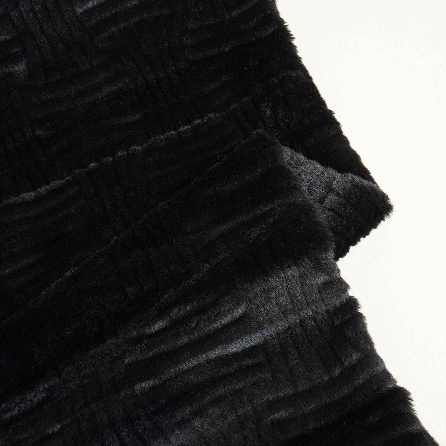 Black Solid Rebbit Fur Fabric SVP-28548