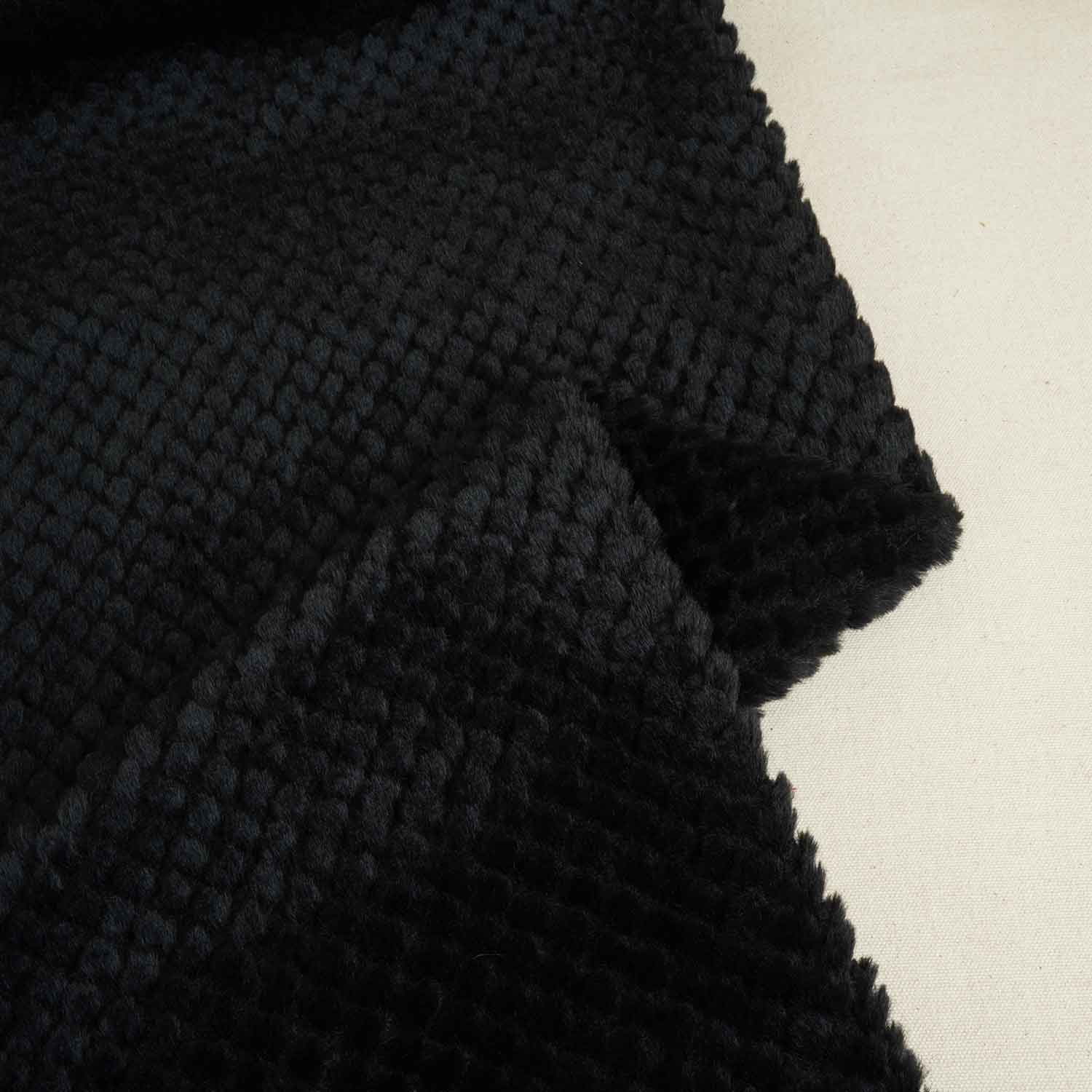 Black Solid Rabbit Fur Fabric SVP-28552 - TradeUNO