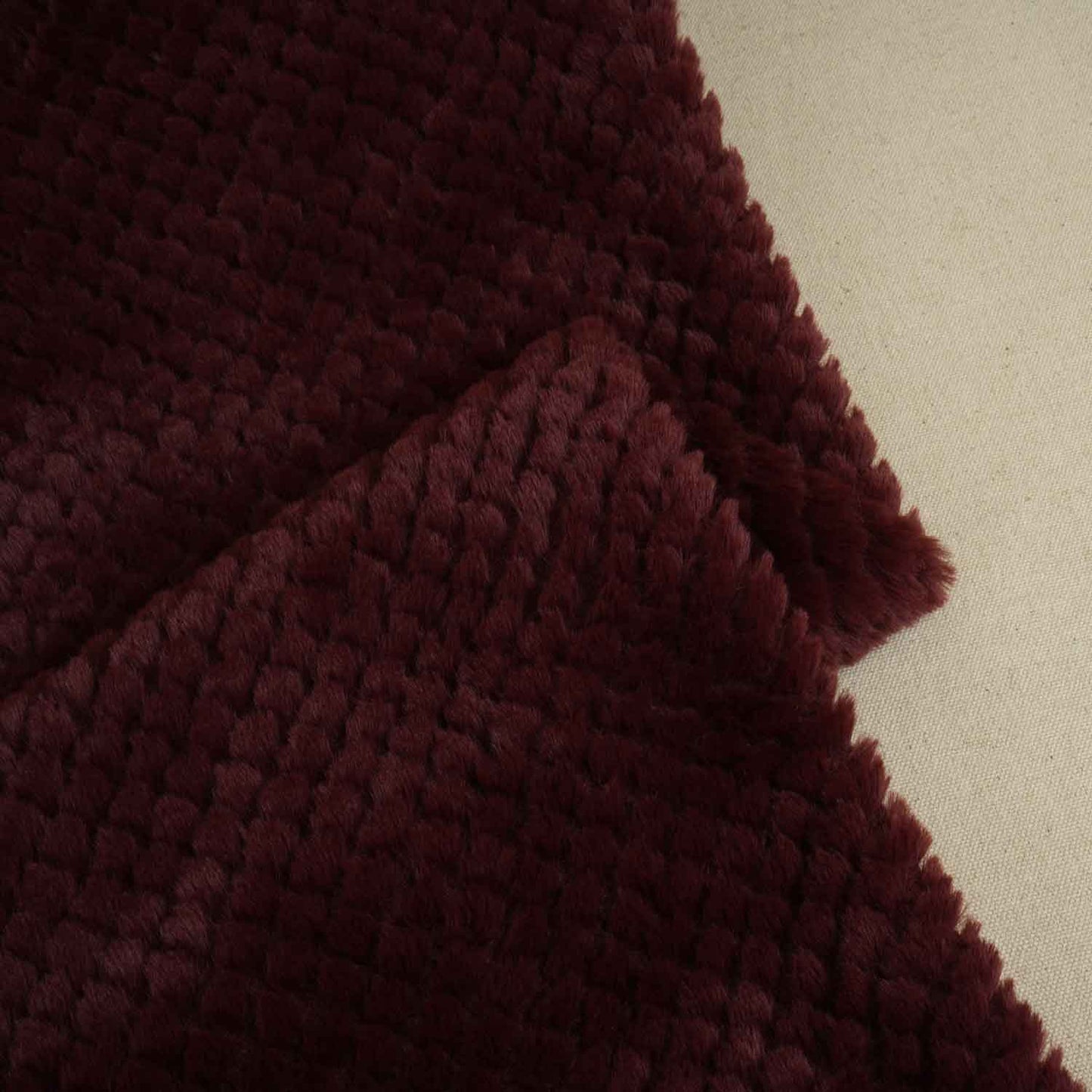 Wine Solid Rebbit Fur Fabric SVP-28553