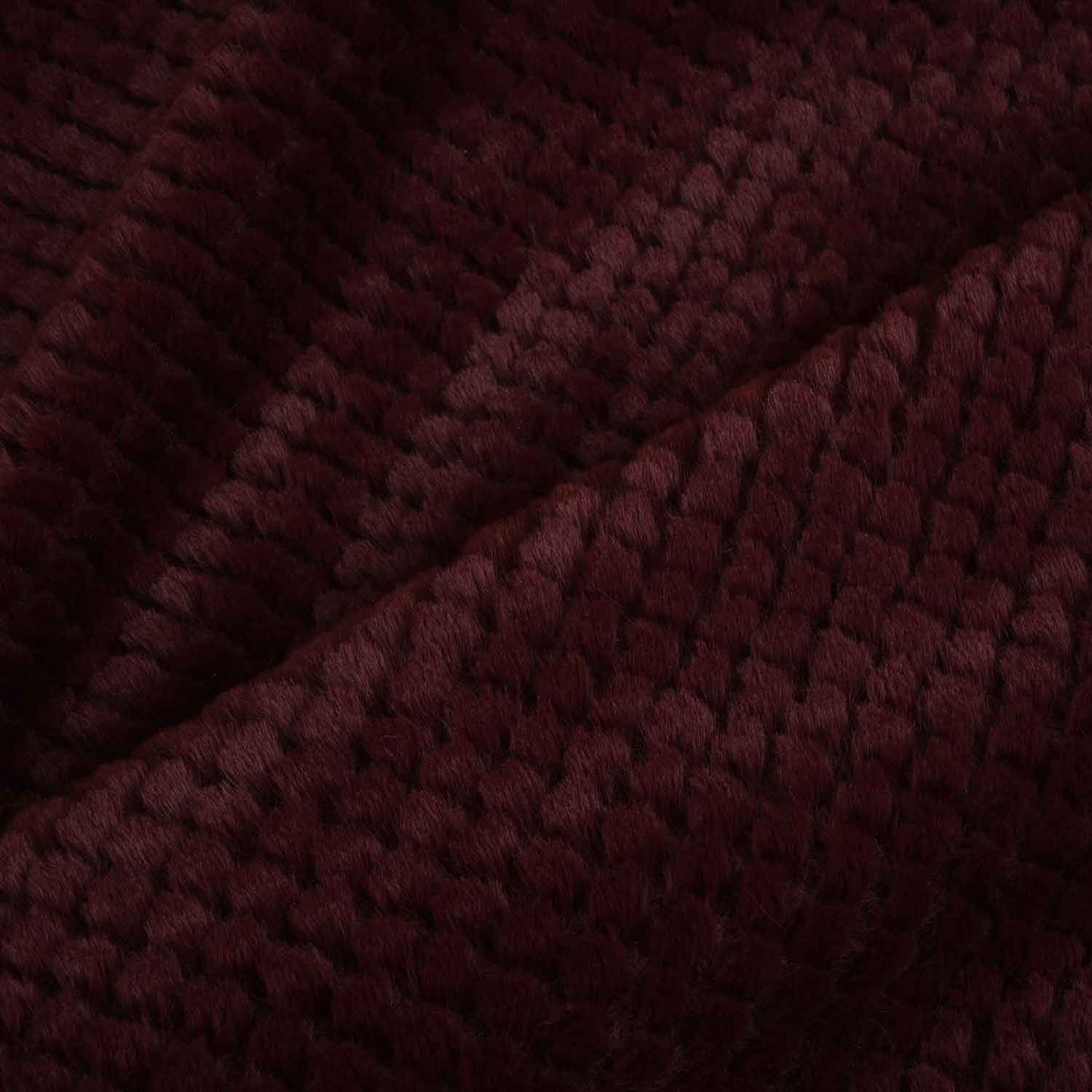 Wine Solid Rebbit Fur Fabric SVP-28553