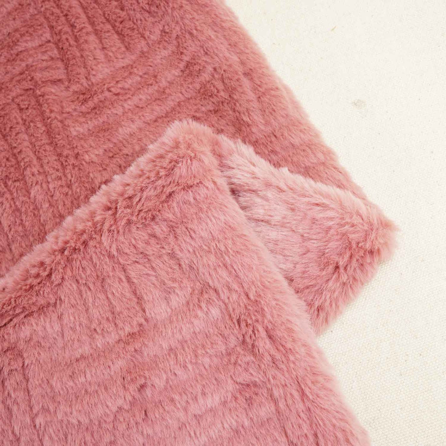 Peach Pink Solid Rebit Fur Fabric SVP-28555