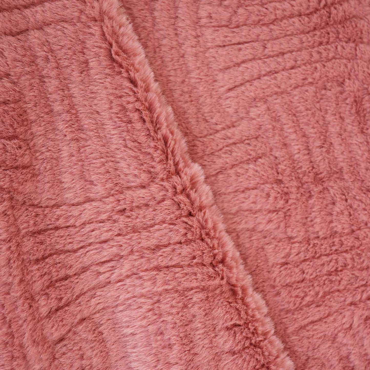 Peach Pink Solid Rebit Fur Fabric SVP-28555