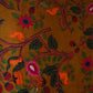 Mustard Yellow Madhubani Print Modal Satin Fabric MF-28560