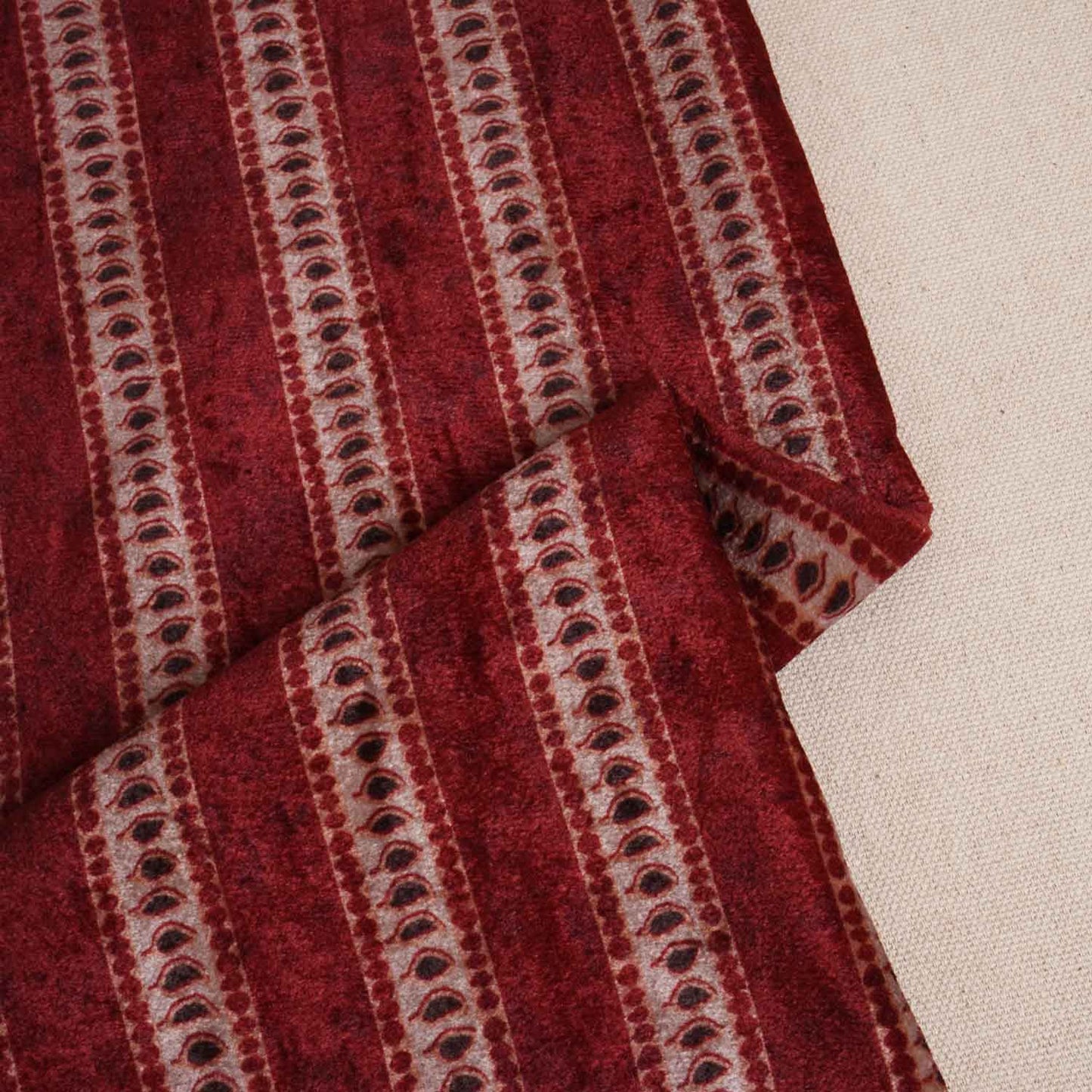 Light Maroon Strips Print Micro Velvet 9000 Fabric MF-28562