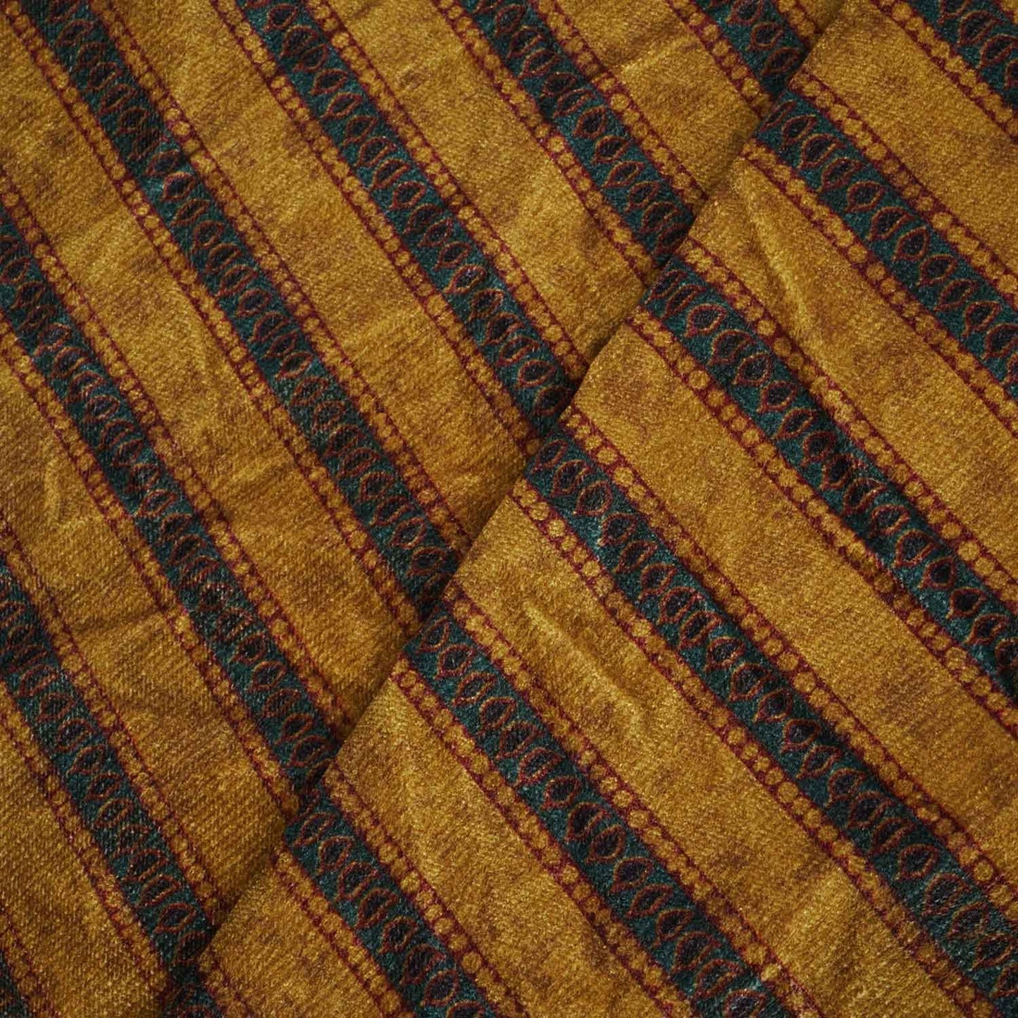 Mustard Yellow Strips Print Micro Velvet 9000 Fabric MF-28564