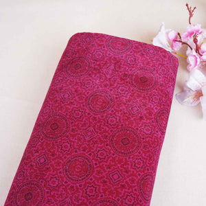 Pink Ajrakh Print Micro Velvet 9000 Fabric MF-28568 - TradeUNO