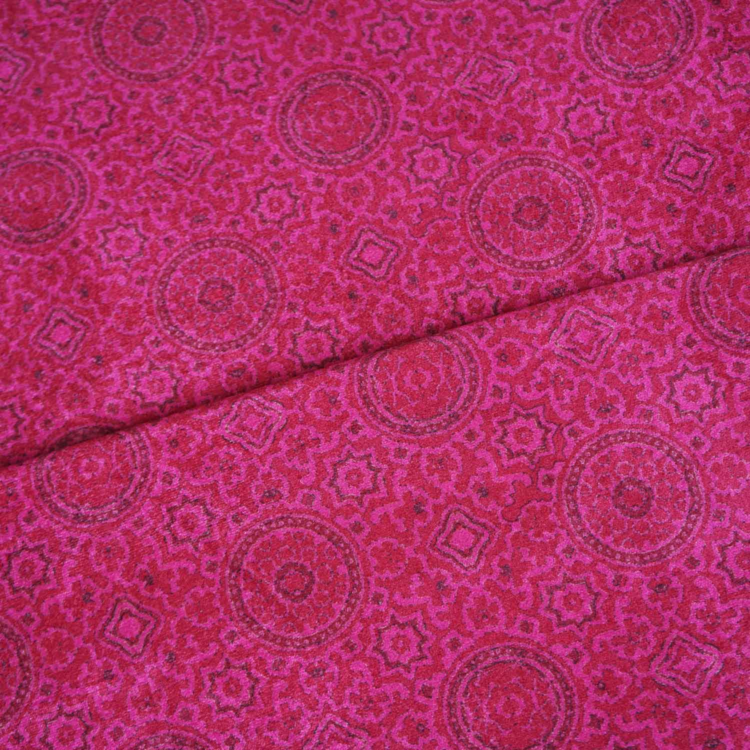 Pink Ajrakh Print Micro Velvet 9000 Fabric MF-28568 - TradeUNO