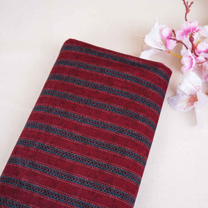 Maroon Strips Print Micro Velvet 9000 Fabric MF-28573 - TradeUNO