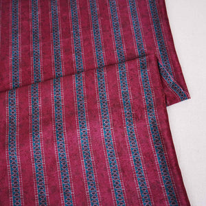 Maroon Strips Print Micro Velvet 9000 Fabric MF-28573 - TradeUNO