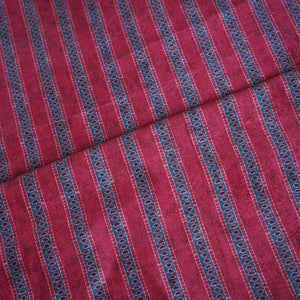 Maroon Strips Print Micro Velvet 9000 Fabric MF-28573 - TradeUNO