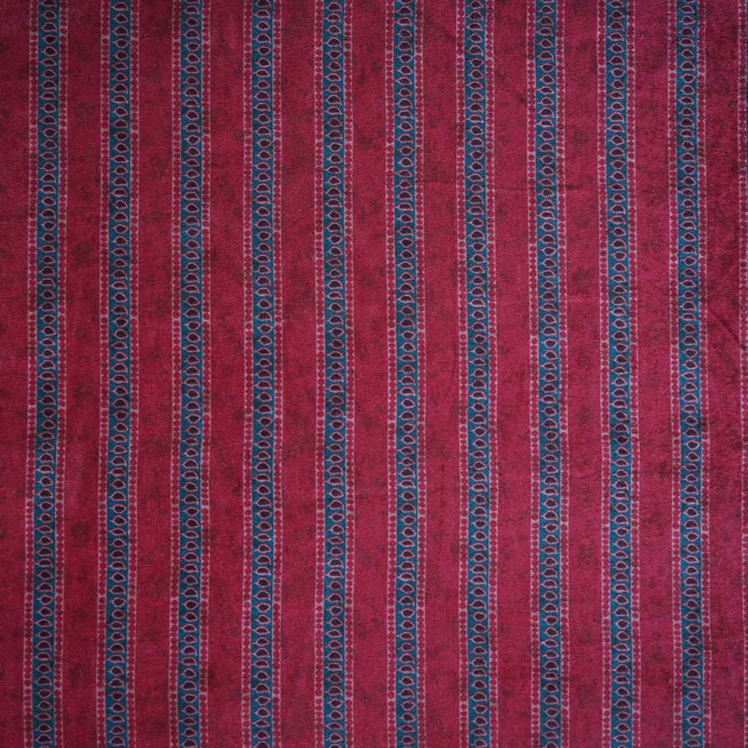 Maroon Strips Print Micro Velvet 9000 Fabric MF-28573 - TradeUNO