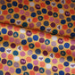 Mustard With Multicolor Polka Dot Abstract Print Japan Satin Fabric MF-28576