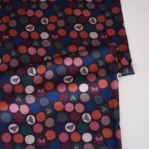 Black With Multicolor Polka Dot Abstract Print Japan Satin Fabric MF-28578 - TradeUNO