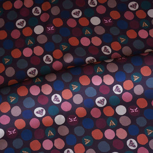 Black With Multicolor Polka Dot Abstract Print Japan Satin Fabric MF-28578 - TradeUNO