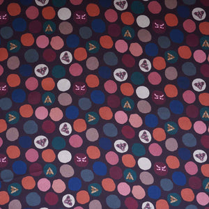 Black With Multicolor Polka Dot Abstract Print Japan Satin Fabric MF-28578 - TradeUNO