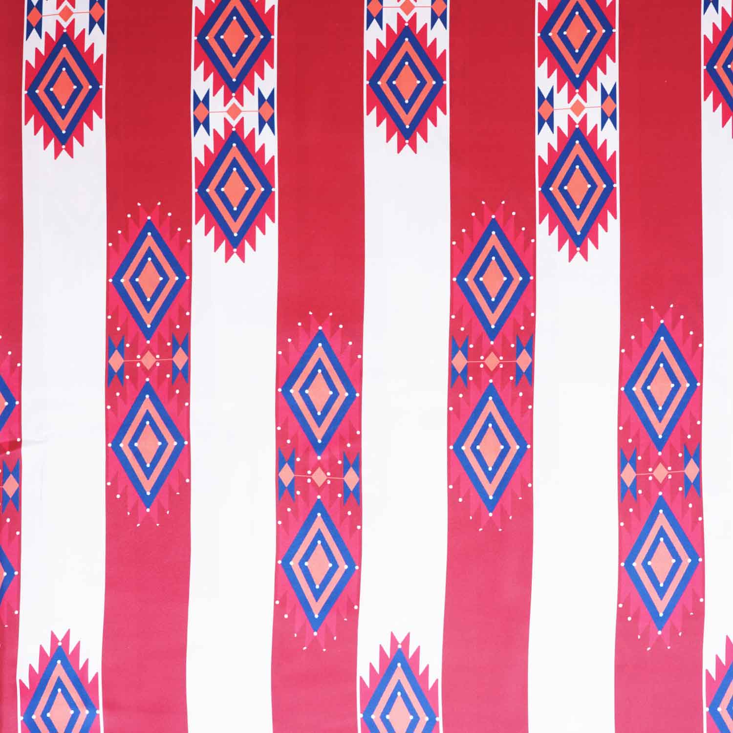 Cream & Red Strips Print Japan Satin Fabric MF-28580 - TradeUNO