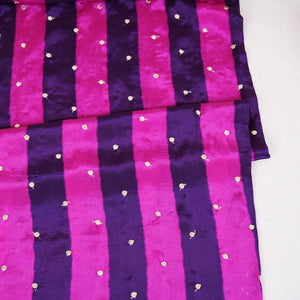 Pink & purple stripes embroidery Crepe Fabric MF-28583 - TradeUNO