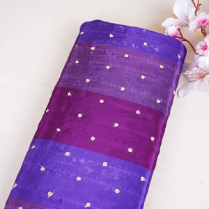 Purple With Multicolor stripes embroidery Crepe Fabric MF-28584 - TradeUNO