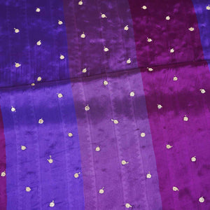 Purple With Multicolor stripes embroidery Crepe Fabric MF-28584 - TradeUNO