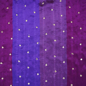Purple With Multicolor stripes embroidery Crepe Fabric MF-28584 - TradeUNO