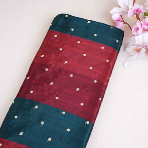 Maroon With Multicolor stripes embroidery Crepe Fabric MF-28586 - TradeUNO