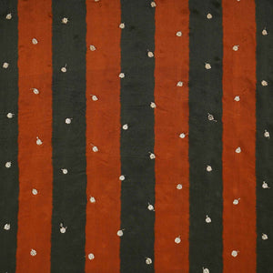 Green & Orange stripes embroidery Crepe Fabric MF-28588 - TradeUNO