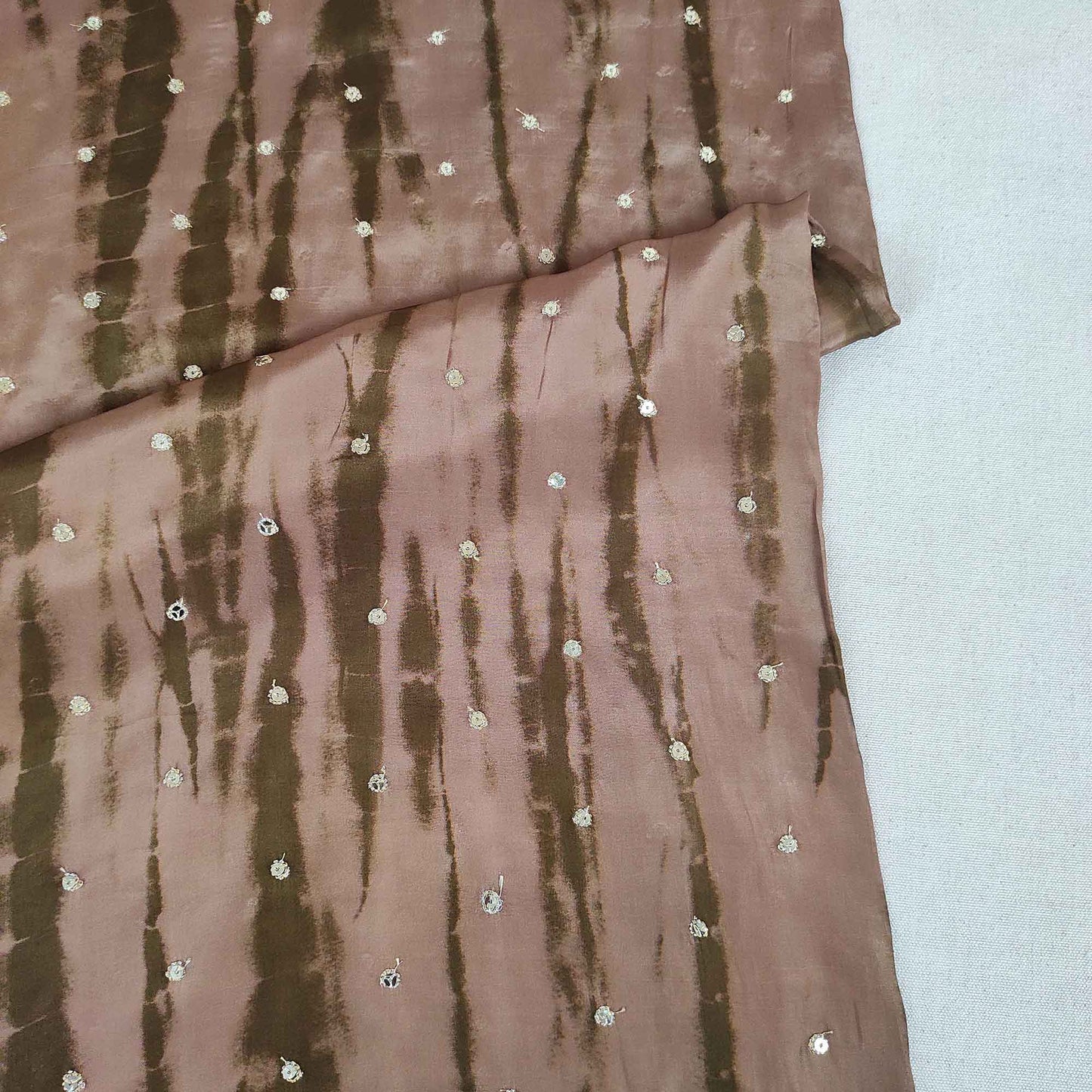 Olive Green Shibori Print Crepe Fabric MF-28590