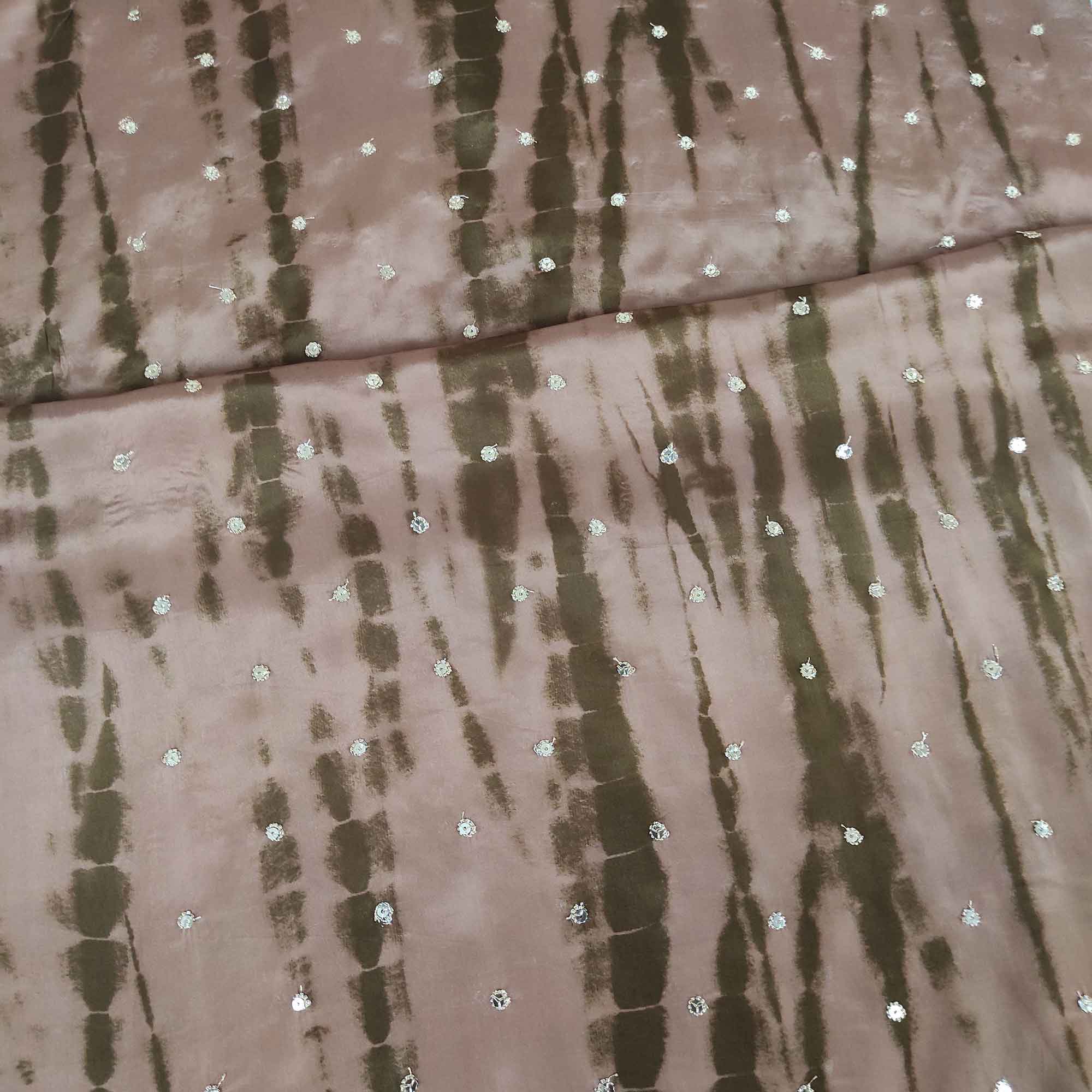 Olive Green Shibori Print Crepe Fabric MF-28590 - TradeUNO